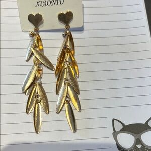 Gold Heart Drop Earrings